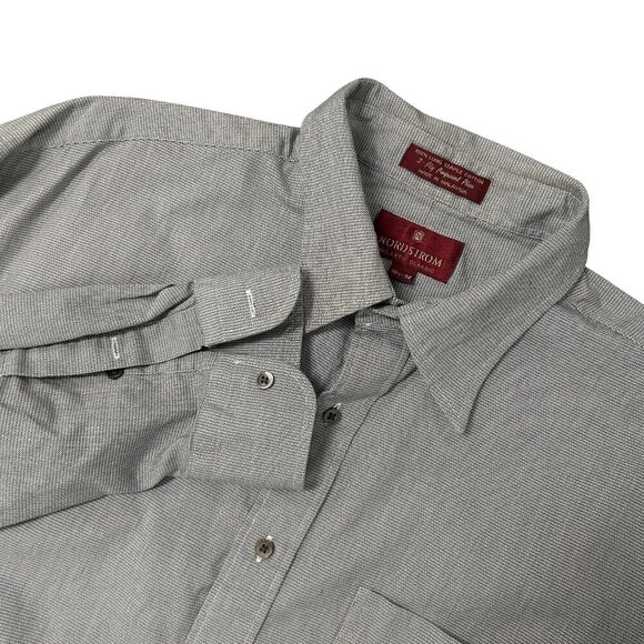 Nordstrom Vintage Men’s Gray  2 Ply Pinpoint Cotton Classic Fit Shirt 16.5 - Picture 1 of 9